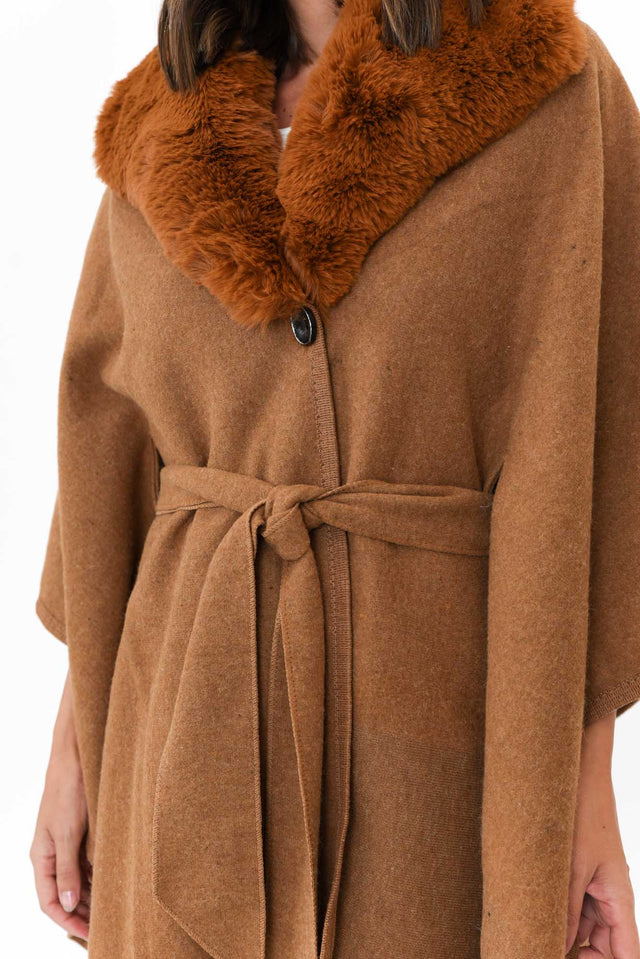 Levi Chocolate Wool Blend Cape