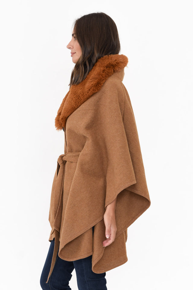 Levi Chocolate Wool Blend Cape