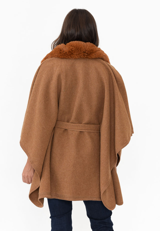 Levi Chocolate Wool Blend Cape