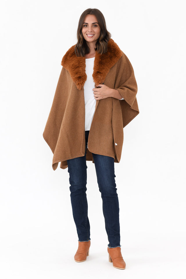 Levi Chocolate Wool Blend Cape
