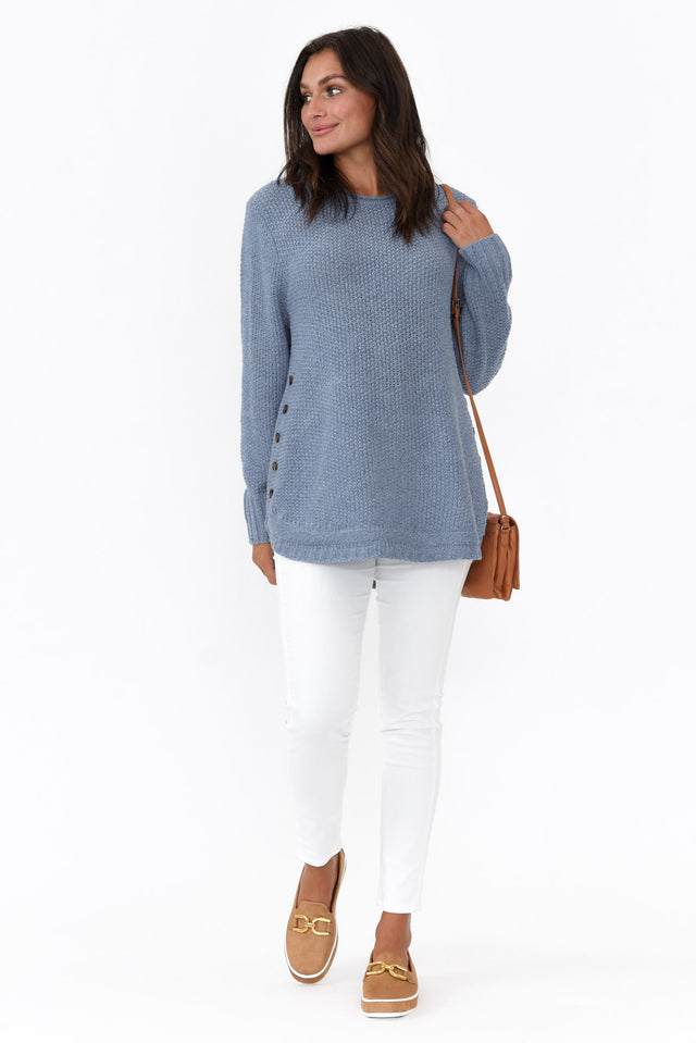 Lucas Blue Knit Button Jumper