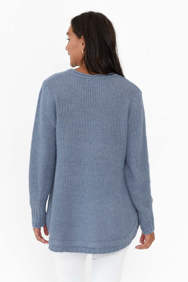 Lucas Blue Knit Button Jumper