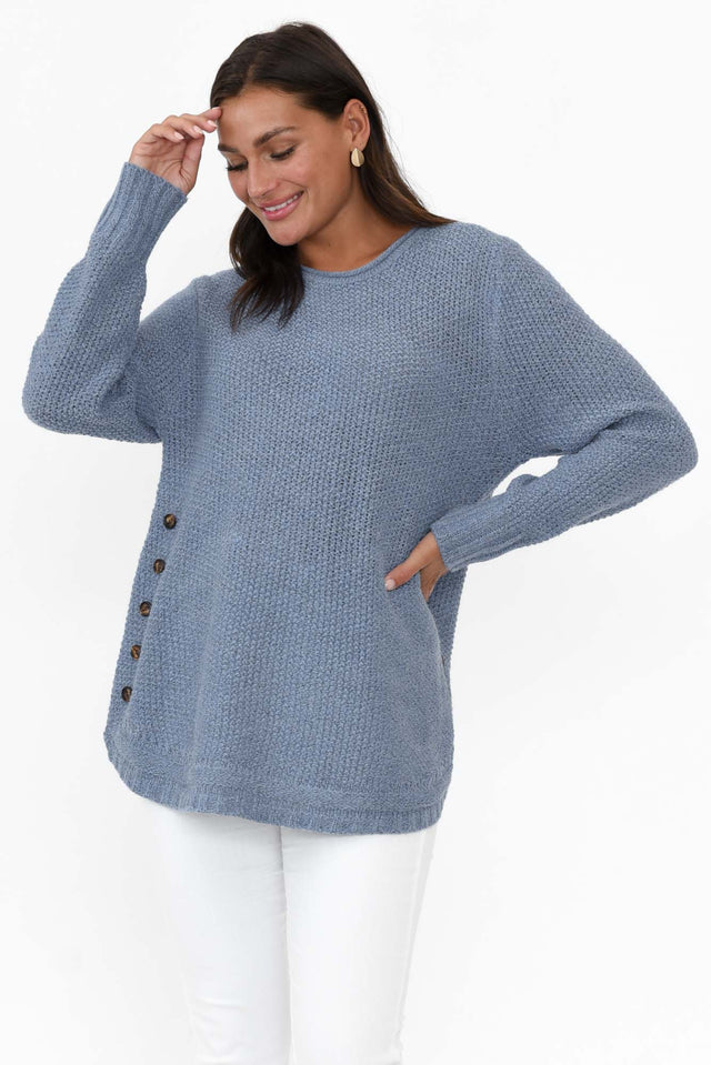 Lucas Blue Knit Button Jumper