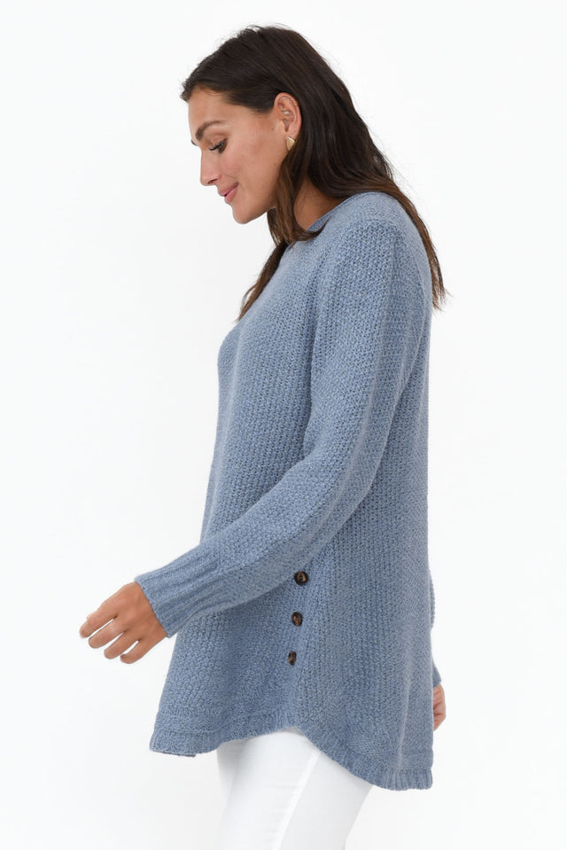 Lucas Blue Knit Button Jumper