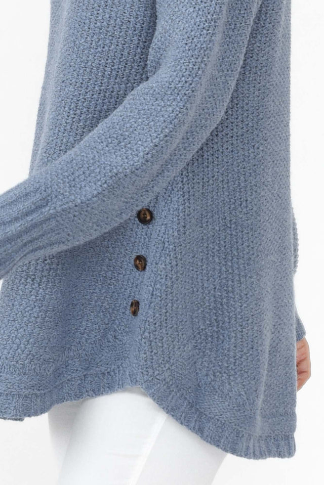 Lucas Blue Knit Button Jumper