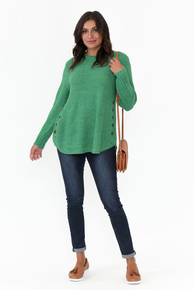 Lucas Green Knit Button Jumper