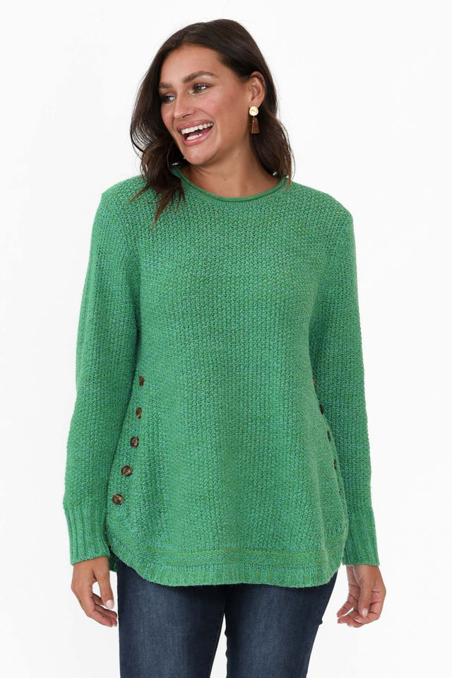 Lucas Green Knit Button Jumper