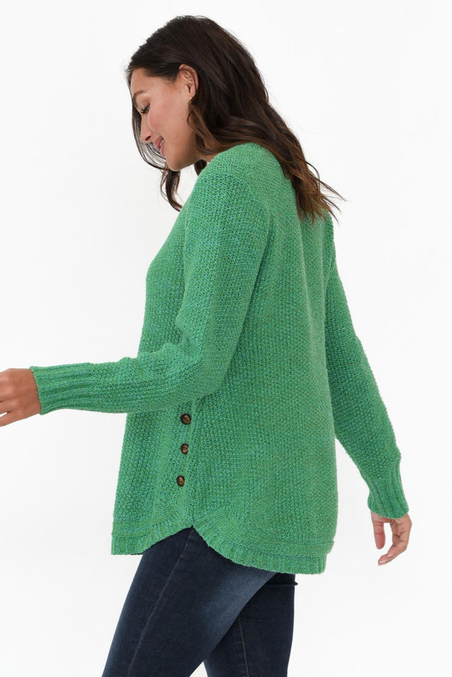 Lucas Green Knit Button Jumper