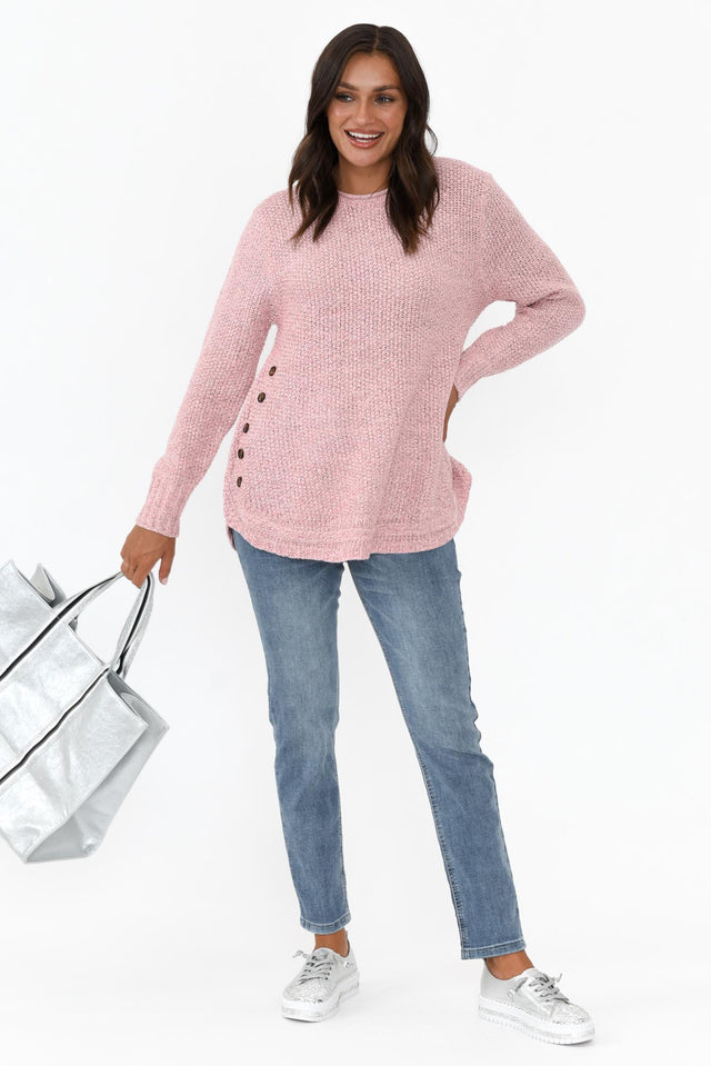 Lucas Pink Knit Button Jumper