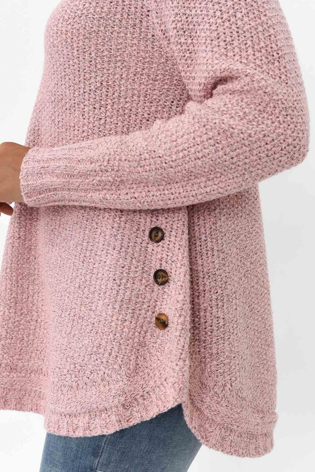 Lucas Pink Knit Button Jumper