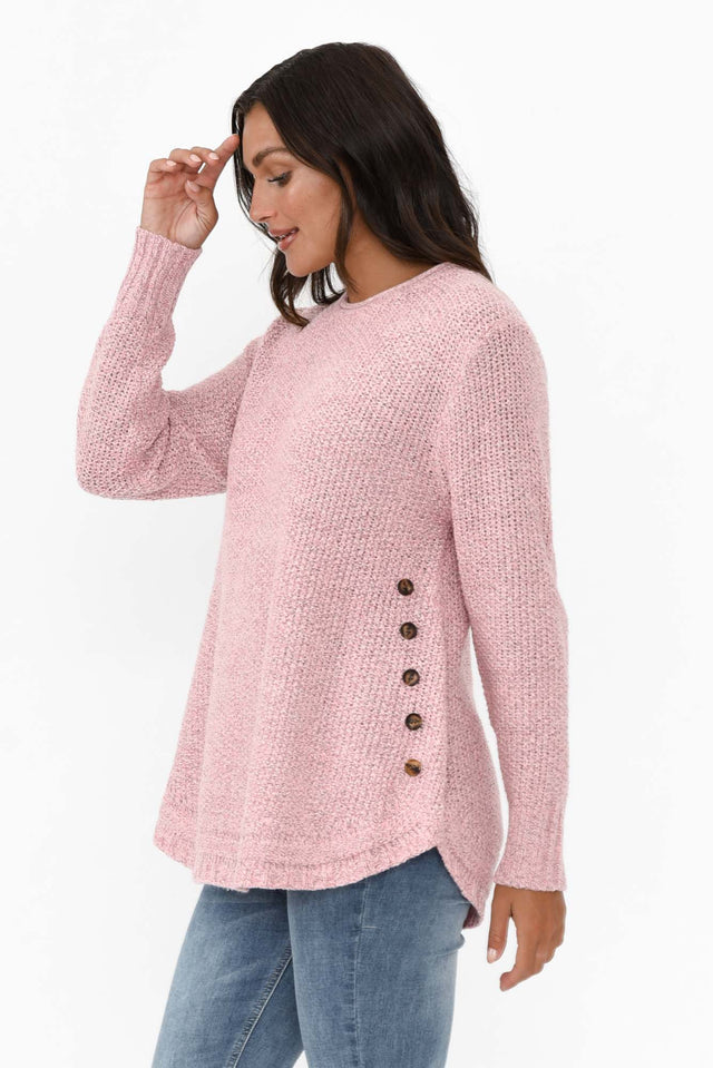 Lucas Pink Knit Button Jumper