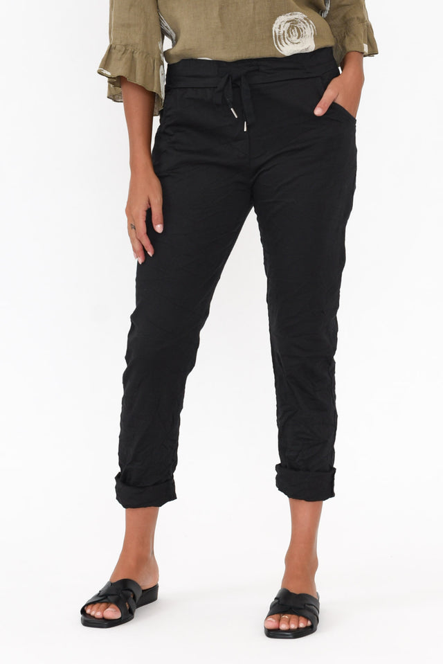 Lyle Black Cotton Blend Stretch Pants