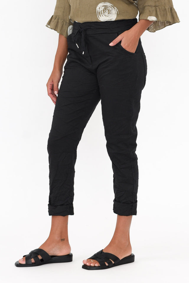 Lyle Black Cotton Blend Stretch Pants