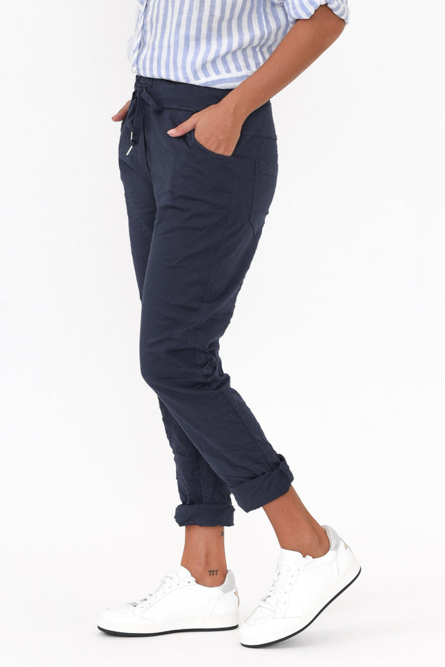 Lyle Navy Cotton Blend Stretch Pants