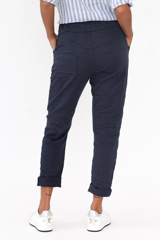 Lyle Navy Cotton Blend Stretch Pants