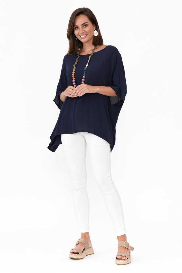 Mali Navy Drape Top