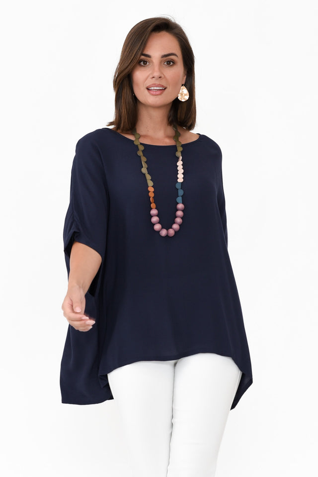Mali Navy Drape Top