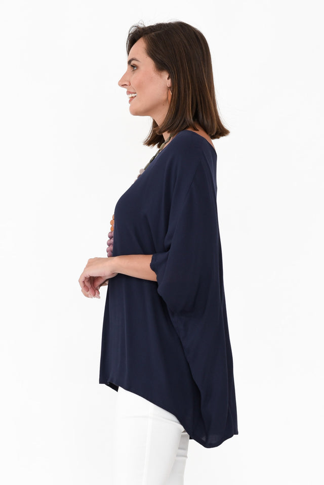 Mali Navy Drape Top