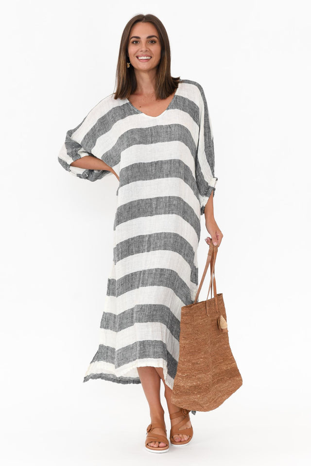 Marcel Black Stripe Linen Dress