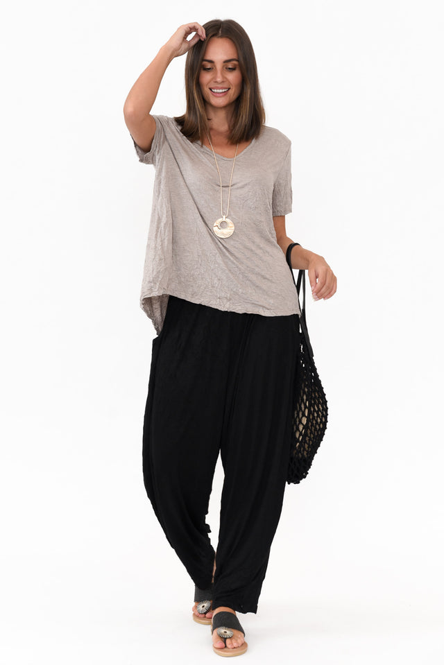 Marley Oat Crinkle Cotton Short Sleeve Top