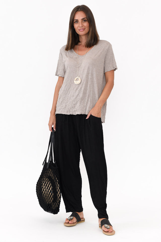 Marley Oat Crinkle Cotton Short Sleeve Top