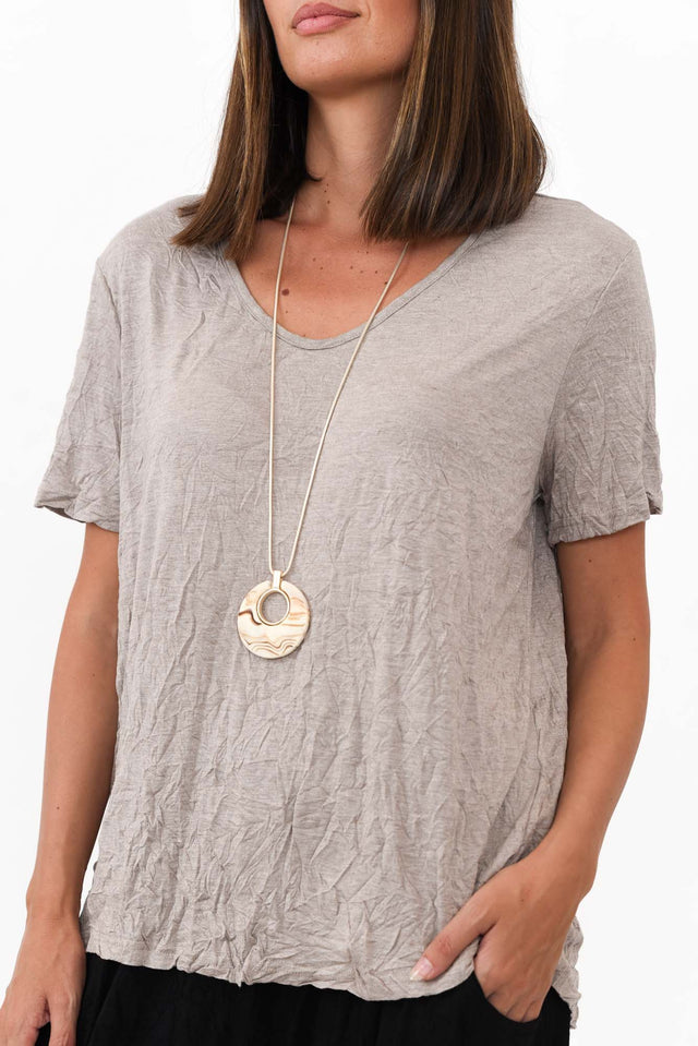 Marley Oat Crinkle Cotton Short Sleeve Top