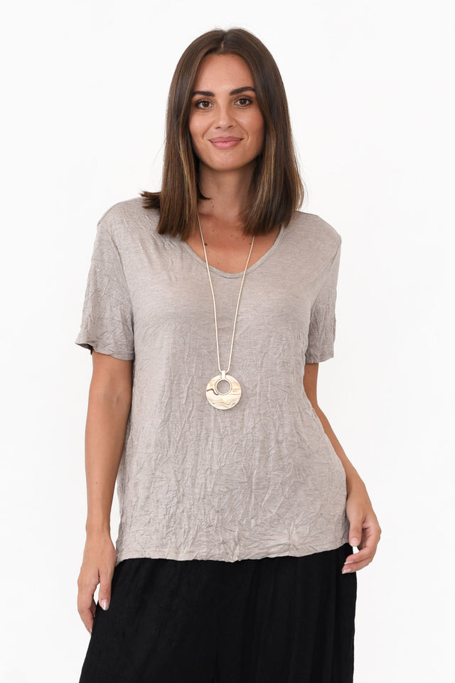 Marley Oat Crinkle Cotton Short Sleeve Top