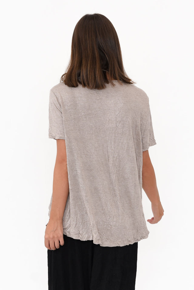 Marley Oat Crinkle Cotton Short Sleeve Top