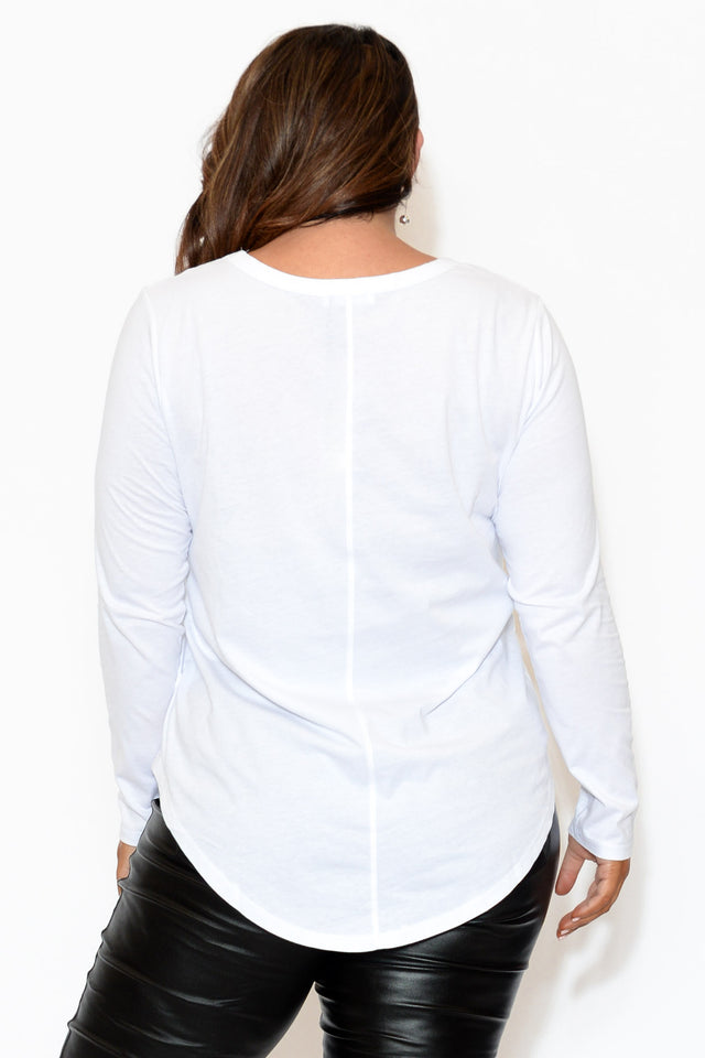 Megan White Cotton Long Sleeve Top