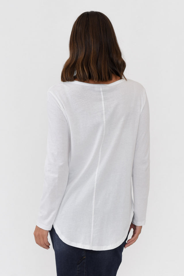 Megan White Cotton Long Sleeve Top