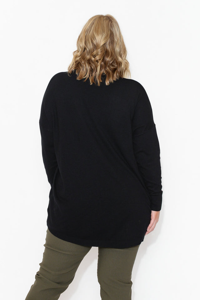 Meryl Black Wool Blend Drape Jumper