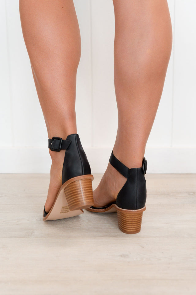 Mickee Black Leather Heel