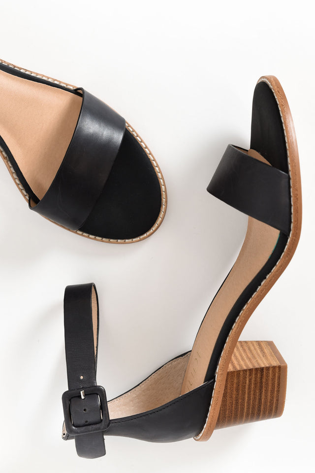 Mickee Black Leather Heel