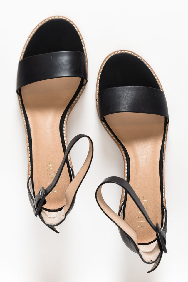 Mickee Black Leather Heel