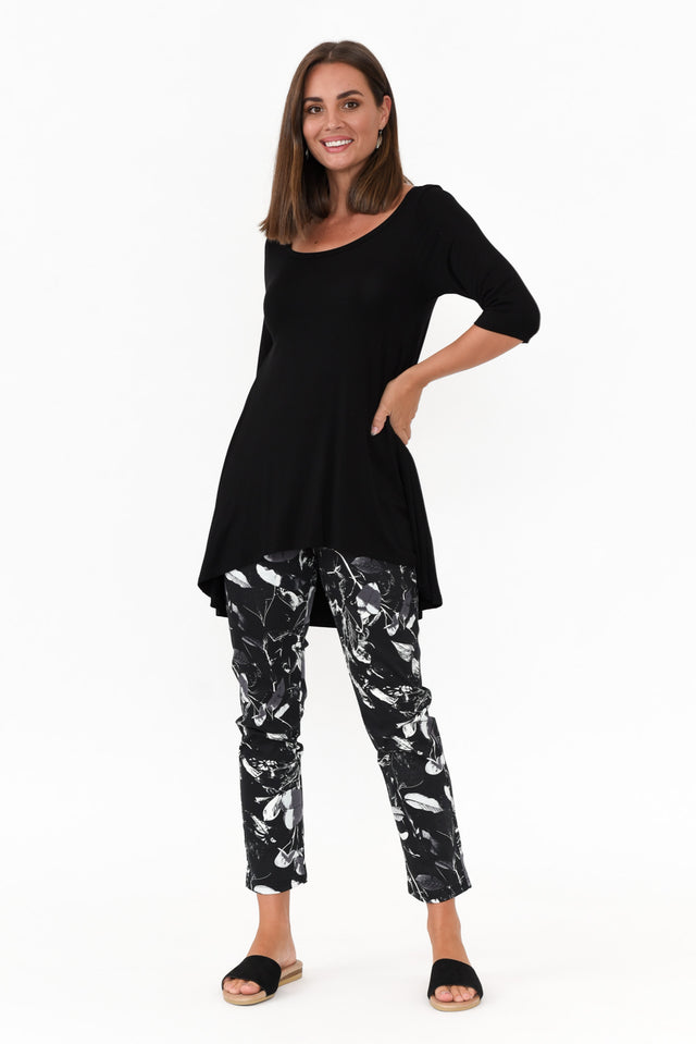 Milo Black Leaf Stretch Pants