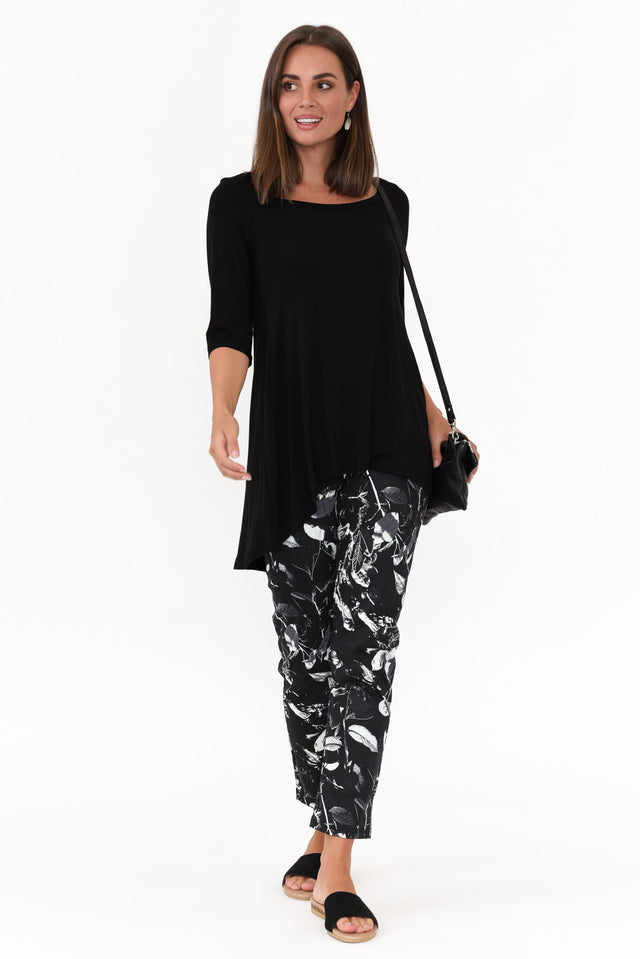 Milo Black Leaf Stretch Pants