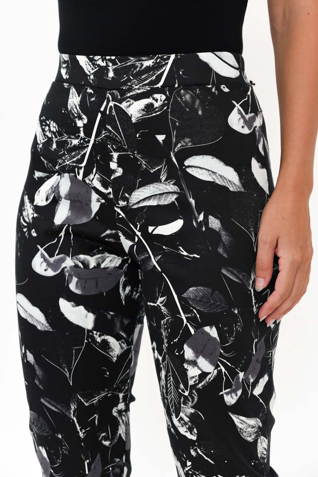 Milo Black Leaf Stretch Pants