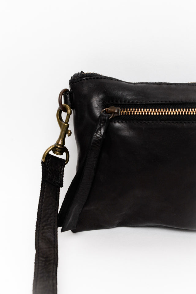 Monterey Black Leather Crossbody Bag