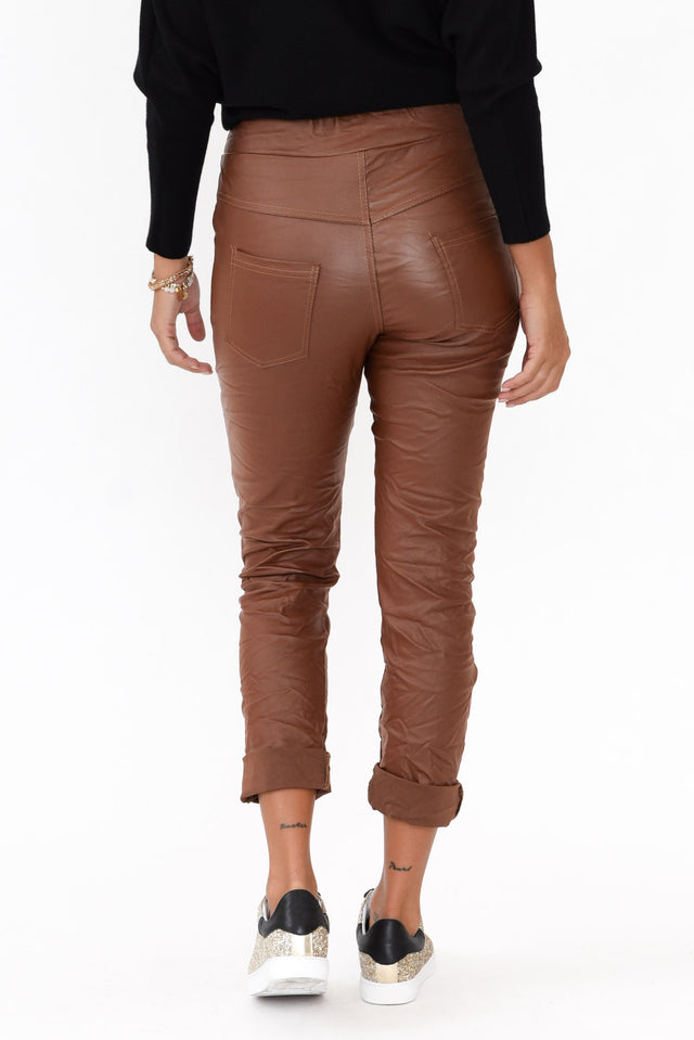 Munich Rust Wet Look Stretch Pants