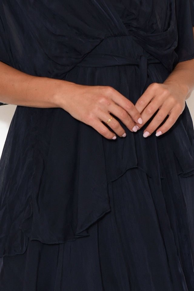 Natalie Navy Silk Layer Dress image 5