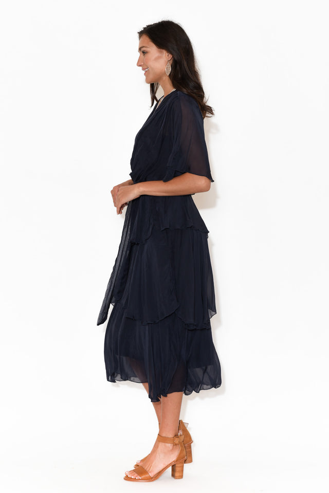 Natalie Navy Silk Layer Dress image 4
