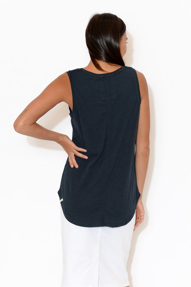 Navy Cotton Scoop Tank