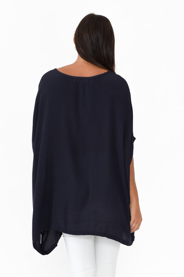 Navy Drape Top