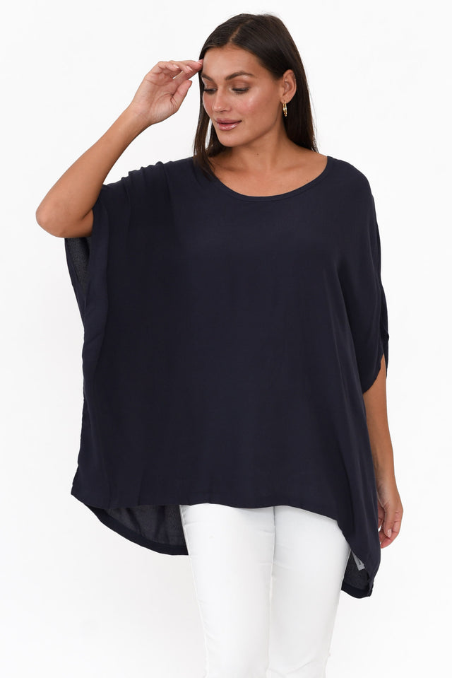 Navy Drape Top