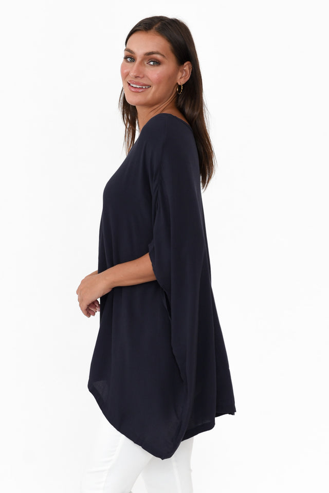 Navy Drape Top