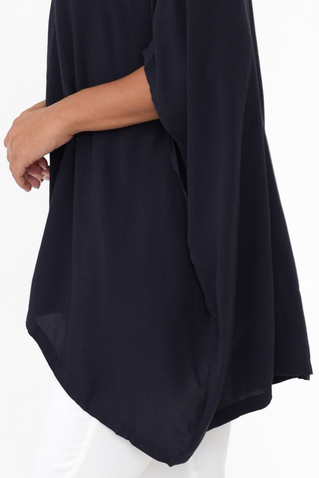 Navy Drape Top