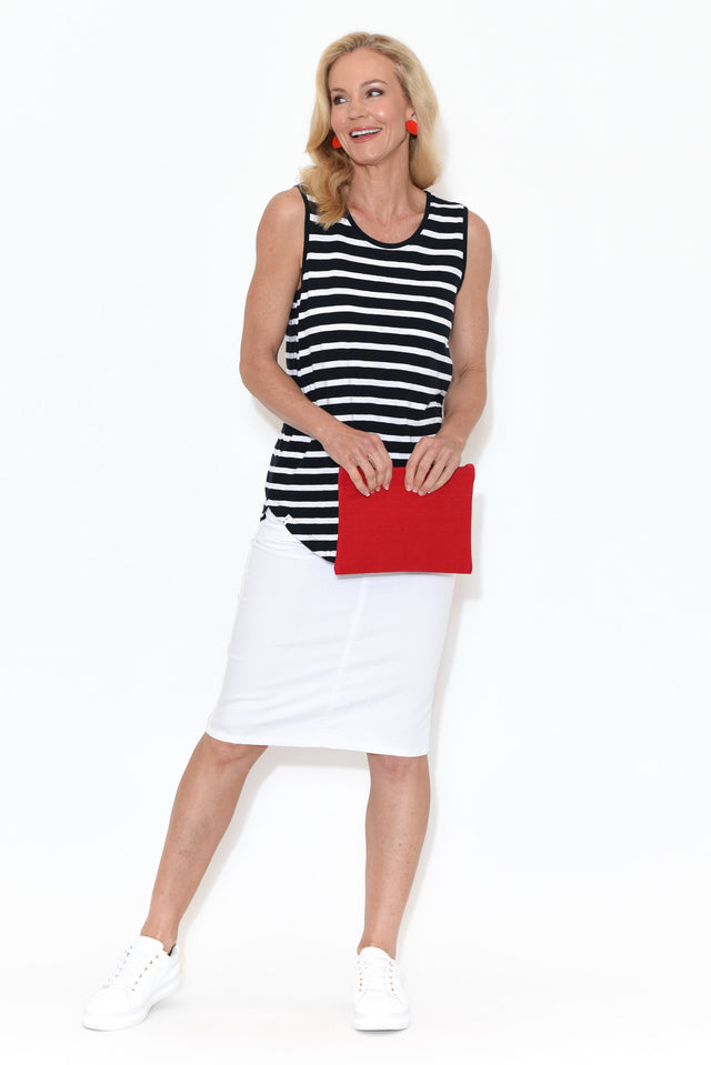Navy Stripe Cotton Scoop Tank