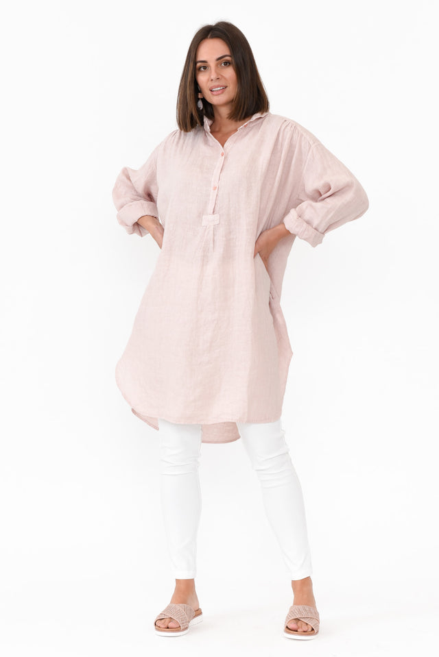 Oakland Blush Linen Button Tunic