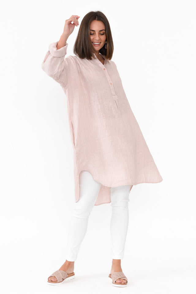 Oakland Blush Linen Button Tunic
