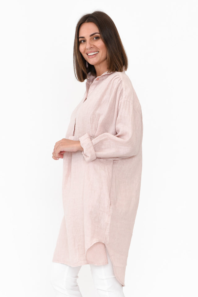 Oakland Blush Linen Button Tunic